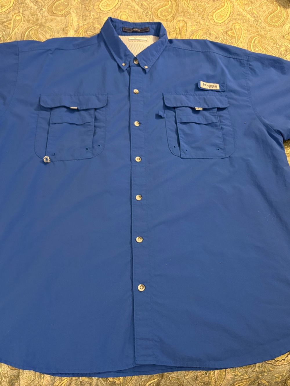 Columbia Men's Short-Sleeve Button-Front Shirt Jacket in Blue